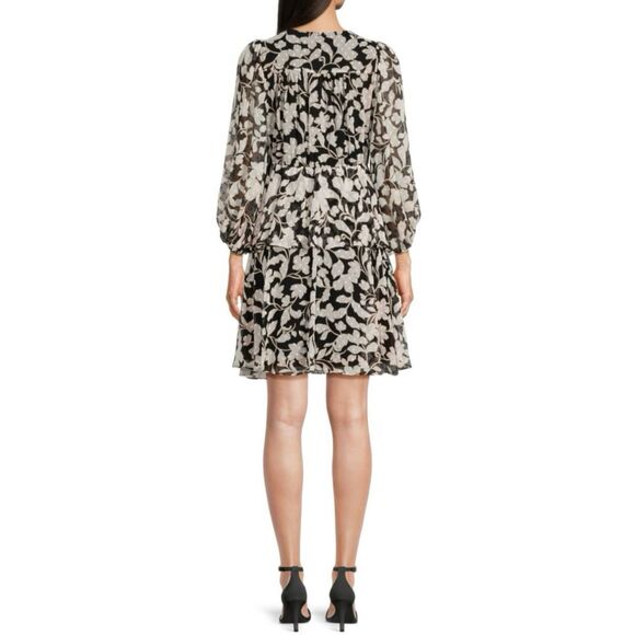 NWT Tommy Hilfiger Women's Balloon Sleeve Tie Front Floral chiffon Print Dress - Picture 7 of 11